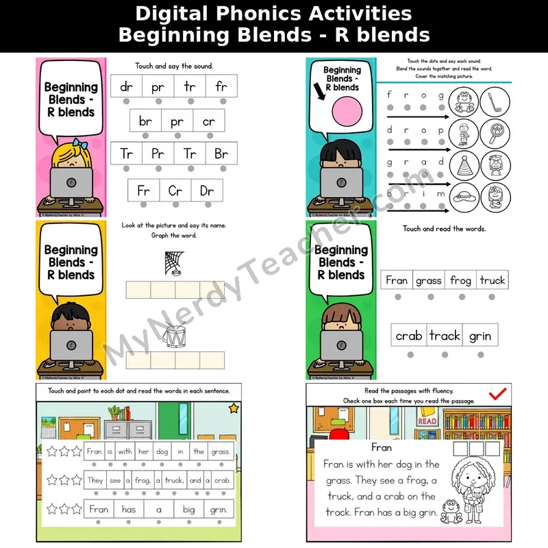 R-Blends Phonics Intervention — Digital Blending & Decodable Passage