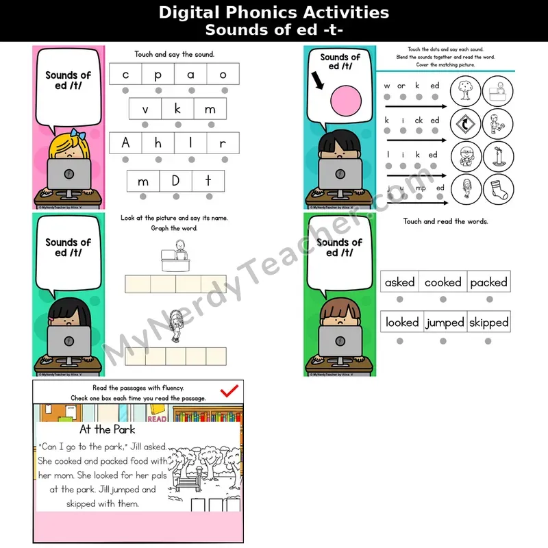 Sounds of -ed (/t/) Phonics Intervention — Digital Blending & Decodable Passage