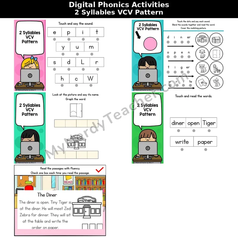 VCV Syllable Pattern Phonics Intervention — Digital Blending & Decodable Passage