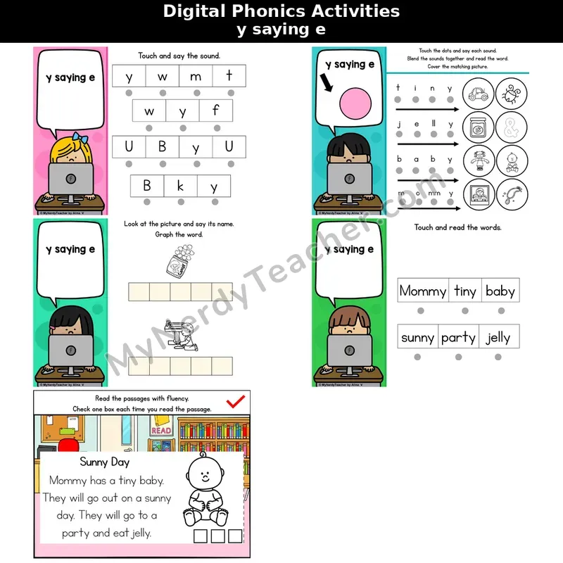Y as Long E Phonics Intervention — Digital Blending & Decodable Passage