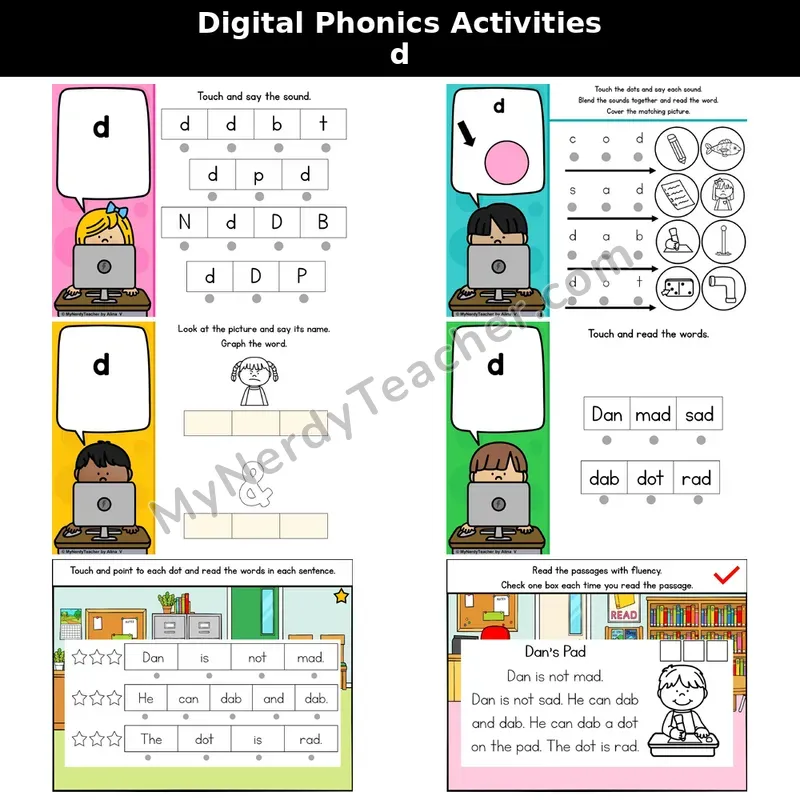 Letter D Phonics Intervention — Digital Blending & Decodable Passage