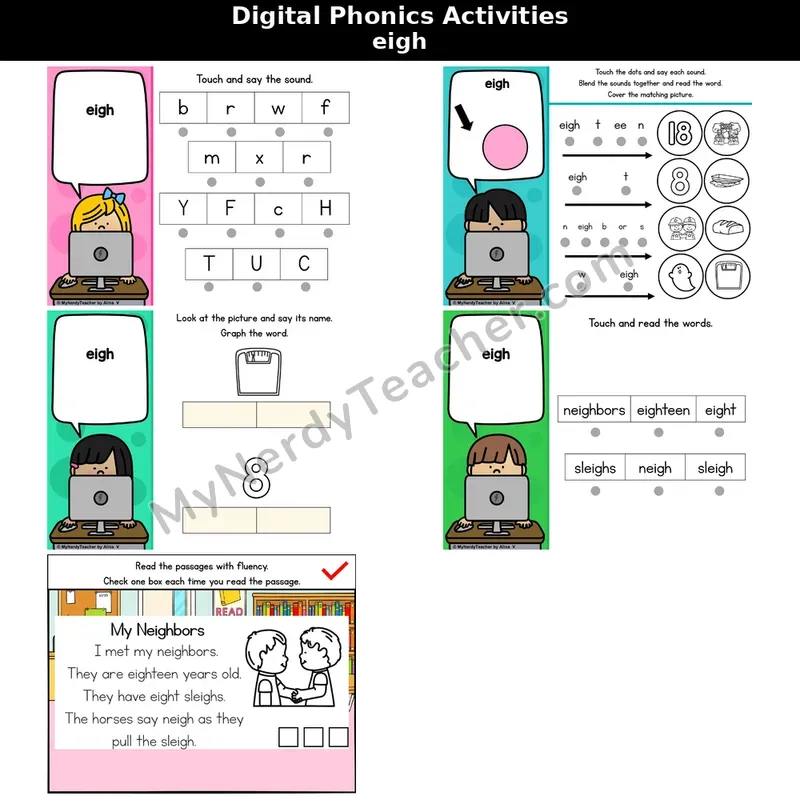 eigh Spelling Pattern Phonics Intervention — Digital Blending & Decodable Passage