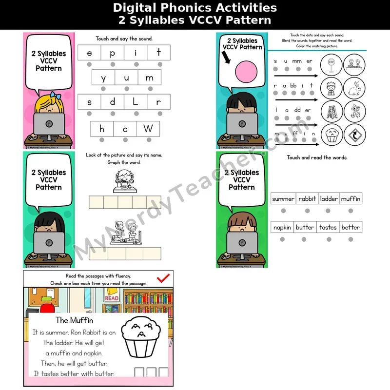 VCCV Syllable Pattern Phonics Intervention — Digital Blending & Decodable Passage