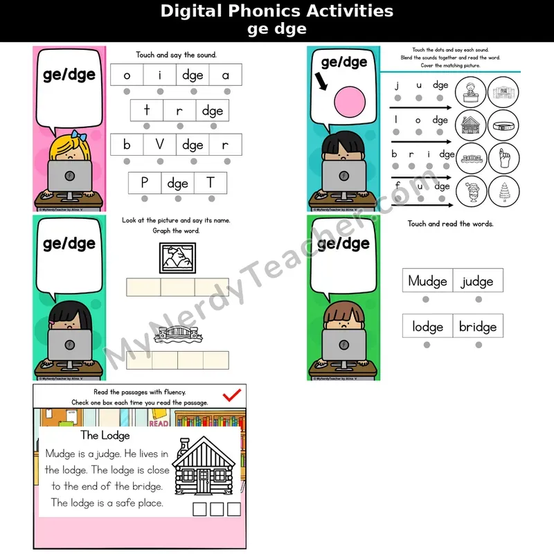Soft g: ge and dge Phonics Intervention — Digital Blending & Decodable Passage