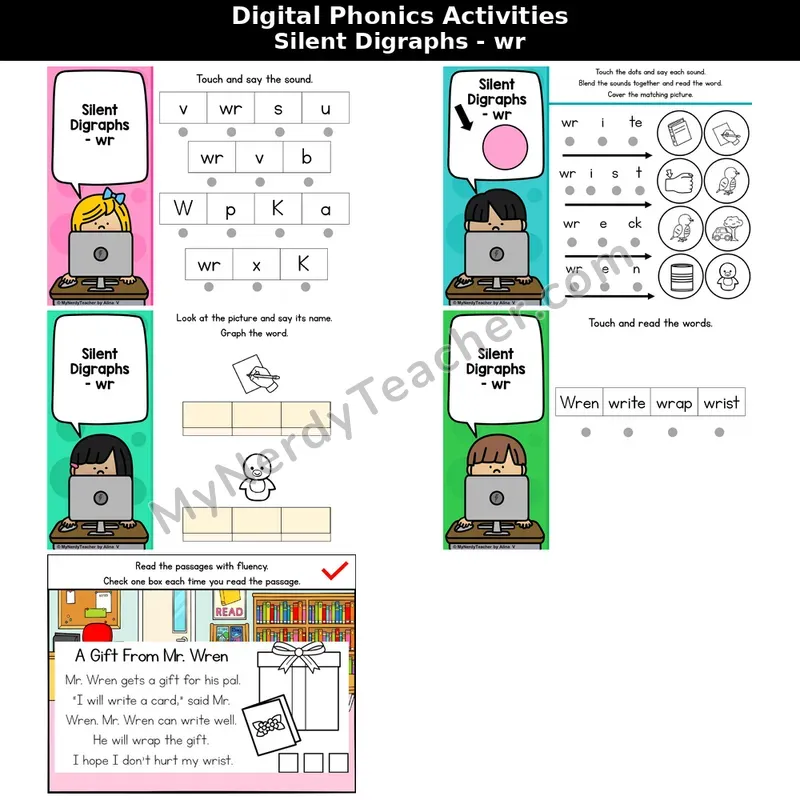 Silent Letter wr Phonics Intervention — Digital Blending & Decodable Passage