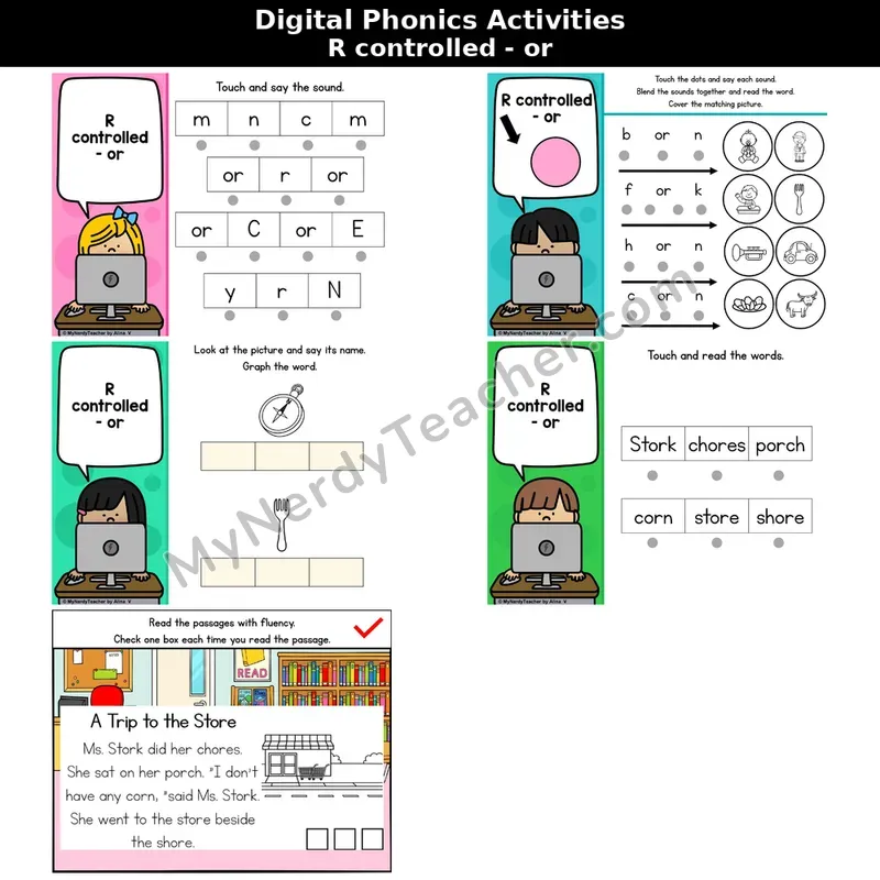 R-Controlled or Phonics Intervention — Digital Blending & Decodable Passage