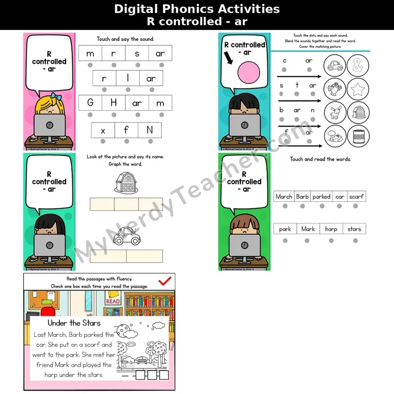 R-Controlled ar Phonics Intervention — Digital Blending & Decodable Passage