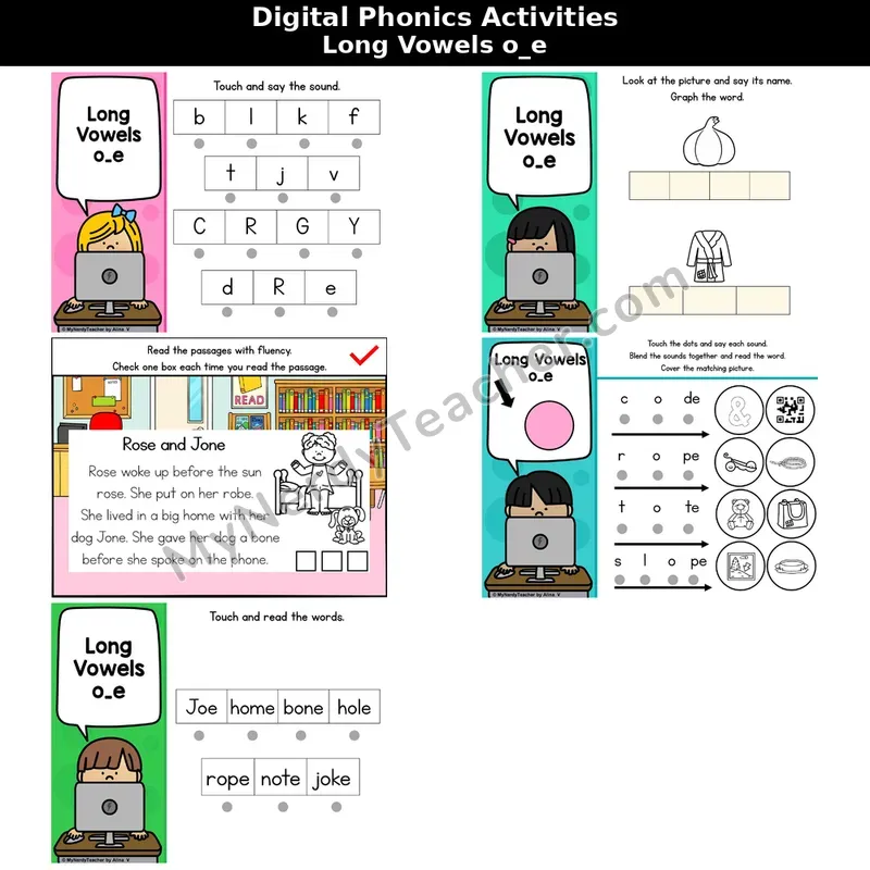 Long Vowel o_e Phonics Intervention — Digital Blending & Decodable Passage