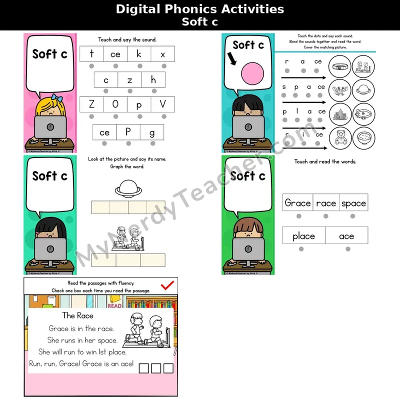Soft c (_ce) Phonics Intervention — Digital Blending & Decodable Passage