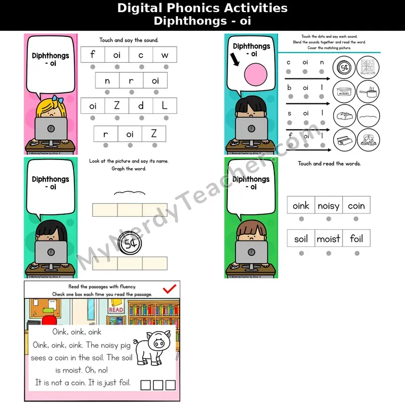 Diphthong oi Phonics Intervention — Digital Blending & Decodable Passage