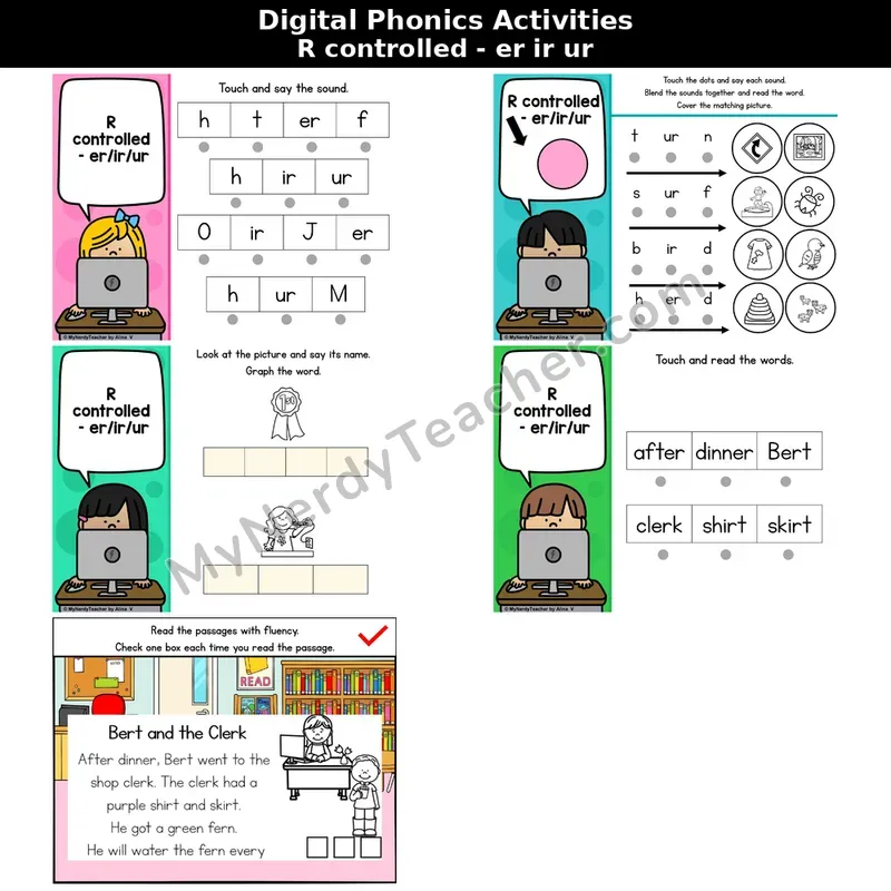 R-Controlled er, ir, ur Phonics Intervention — Digital Blending & Decodable Passage