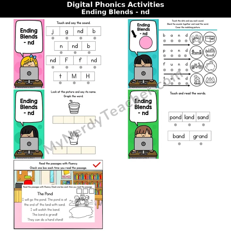 Ending Blends nd Phonics Intervention — Digital Blending & Decodable Passage