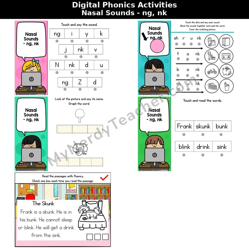 Nasal Sounds ng, nk Phonics Intervention — Digital Blending & Decodable Passage