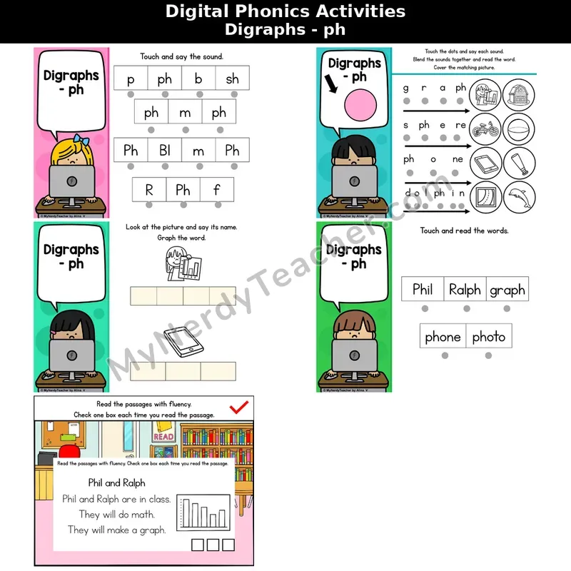 Digraph ph Phonics Intervention — Digital Blending & Decodable Passage