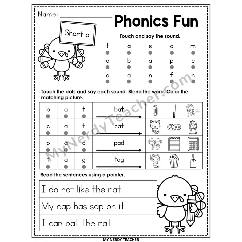 Short A CVC Worksheet — Editable Thanksgiving Phonics Fun
