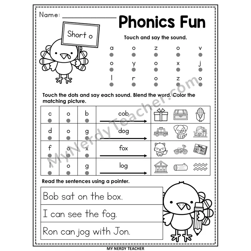 Short O CVC Worksheet — Editable Thanksgiving Phonics Fun