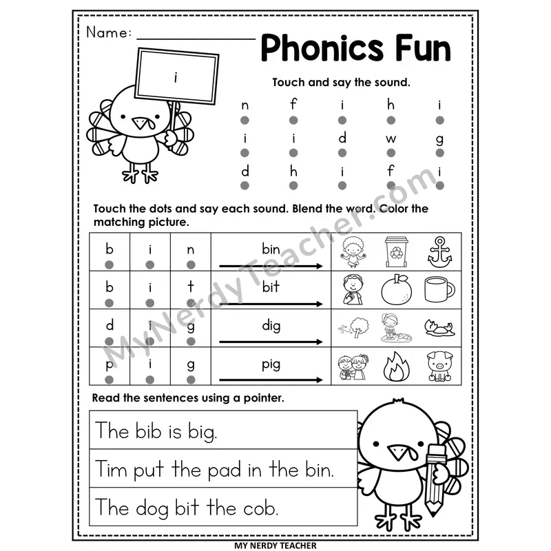 Letter I Worksheet — Editable Thanksgiving Phonics Fun