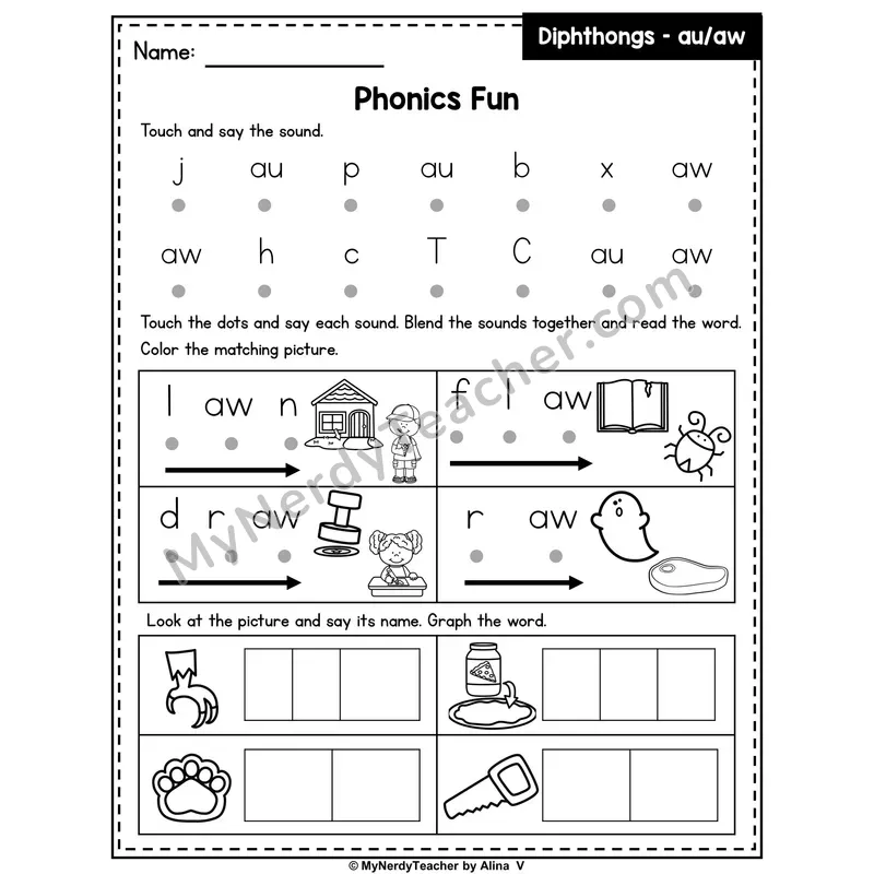 Vowel Team au, aw Phonics Intervention — Editable PowerPoint Intervention