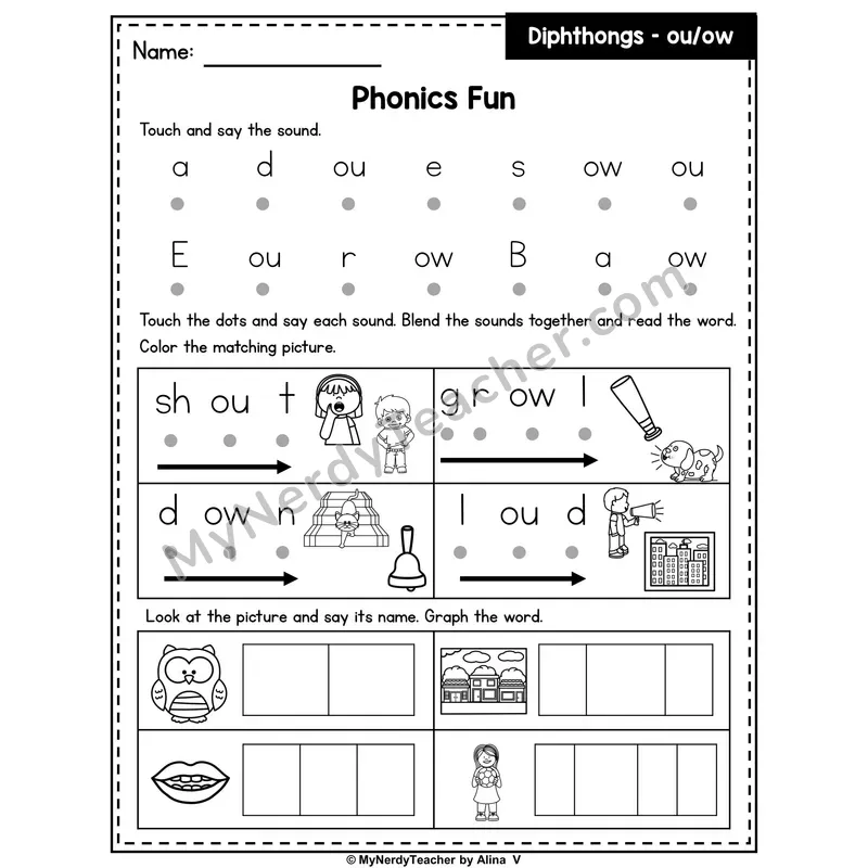 Diphthong ou, ow Phonics Intervention — Editable PowerPoint Intervention