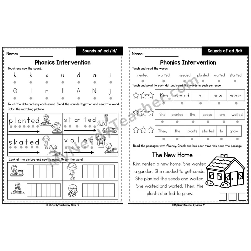 Sounds of -ed (/id/) Phonics Intervention — Printable Blending & Decodable Passage