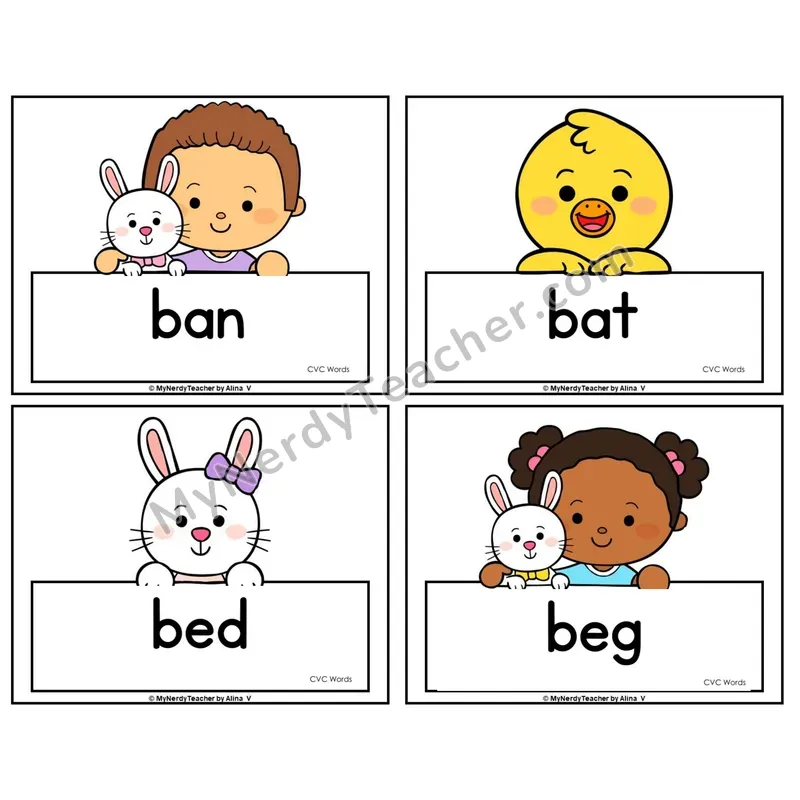 CVC Word Picture Cards — Easter Theme