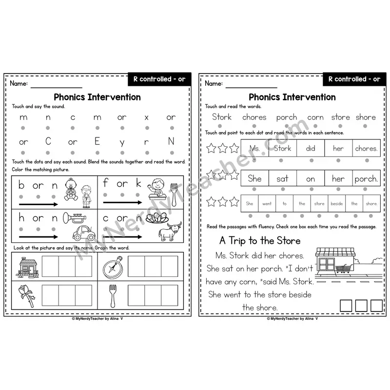 R-Controlled or Phonics Intervention — Printable Blending & Decodable Passage