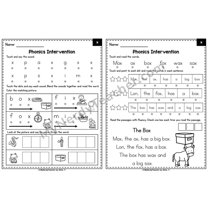Letter X Phonics Intervention — Printable Blending & Decodable Passage