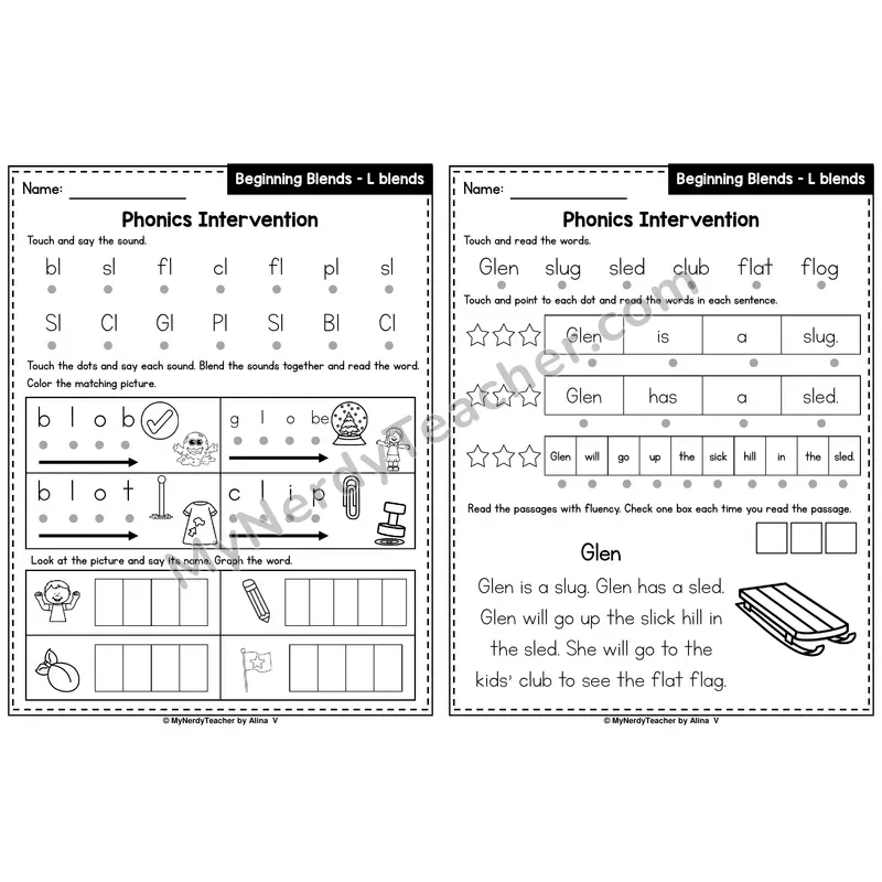 L-Blends Phonics Intervention — Printable Blending & Decodable Passage