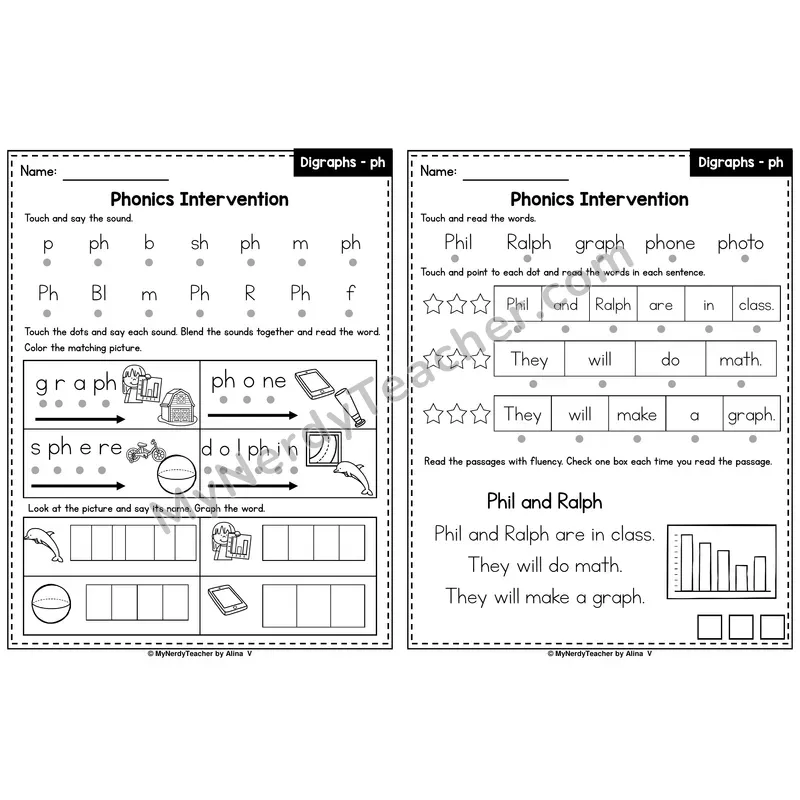 Digraph ph Phonics Intervention — Printable Blending & Decodable Passage