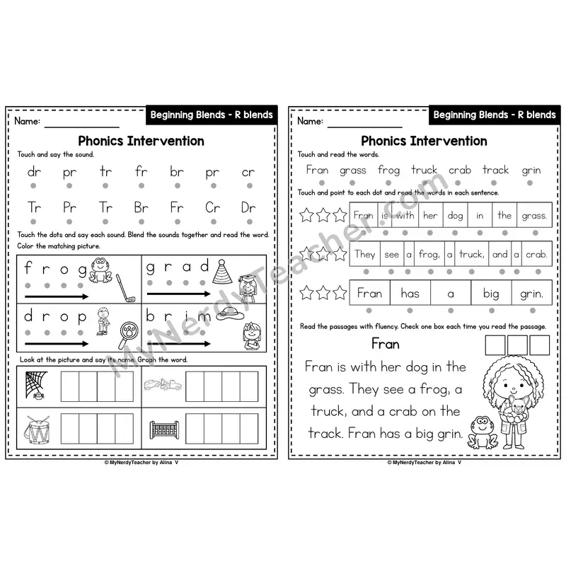 R-Blends Phonics Intervention — Printable Blending & Decodable Passage