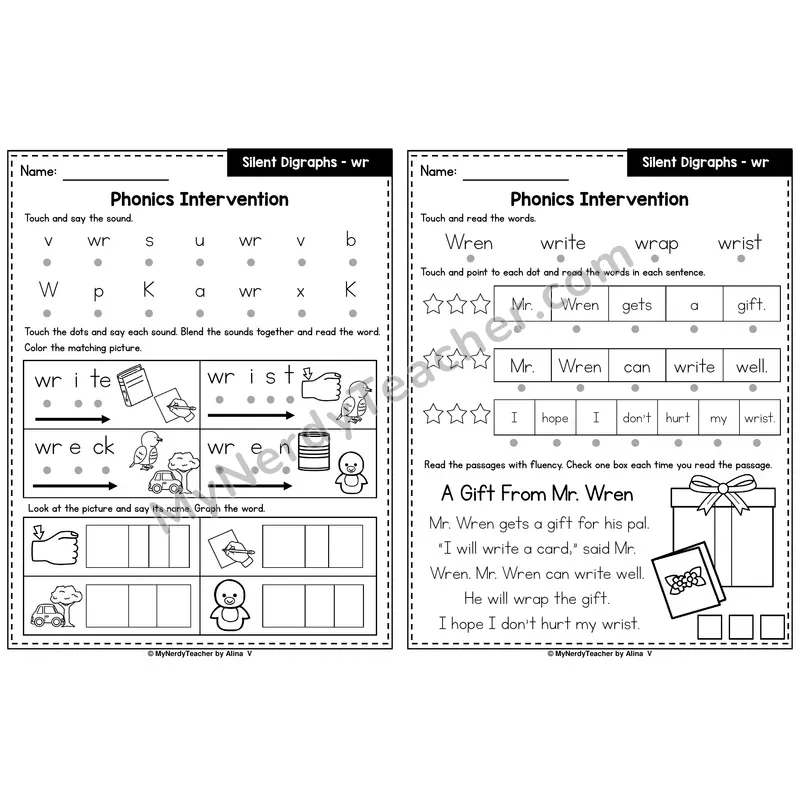Silent Letter wr Phonics Intervention — Printable Blending & Decodable Passage