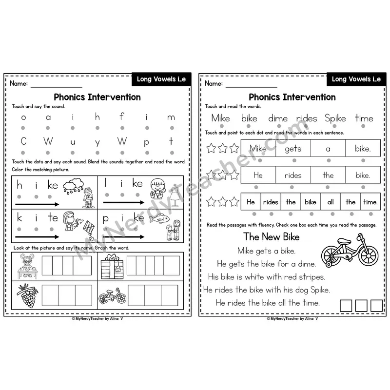 Long Vowel i_e Phonics Intervention — Printable Blending & Decodable Passage
