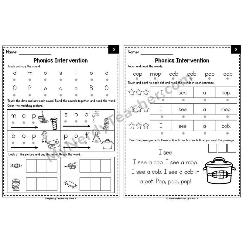 Letter O Phonics Intervention — Printable Blending & Decodable Passage