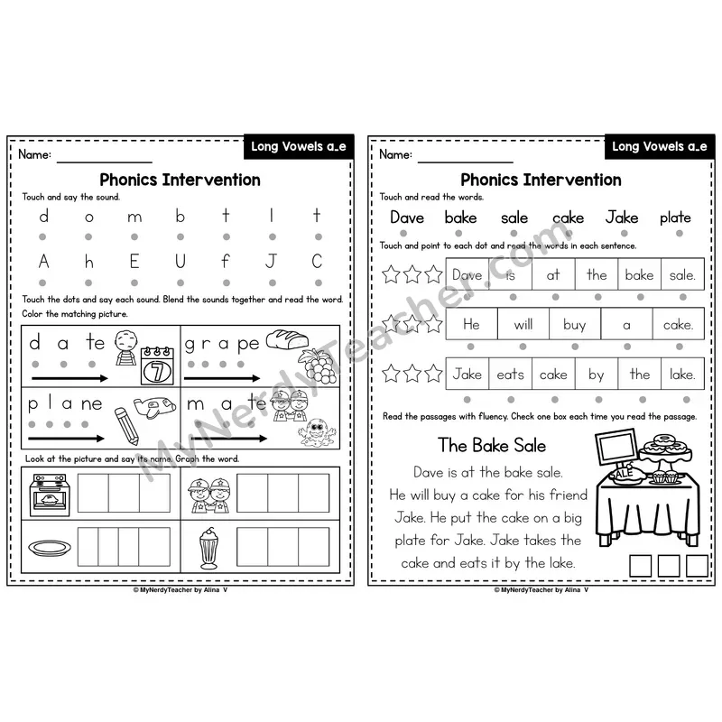 Long Vowel a_e Phonics Intervention — Printable Blending & Decodable Passage