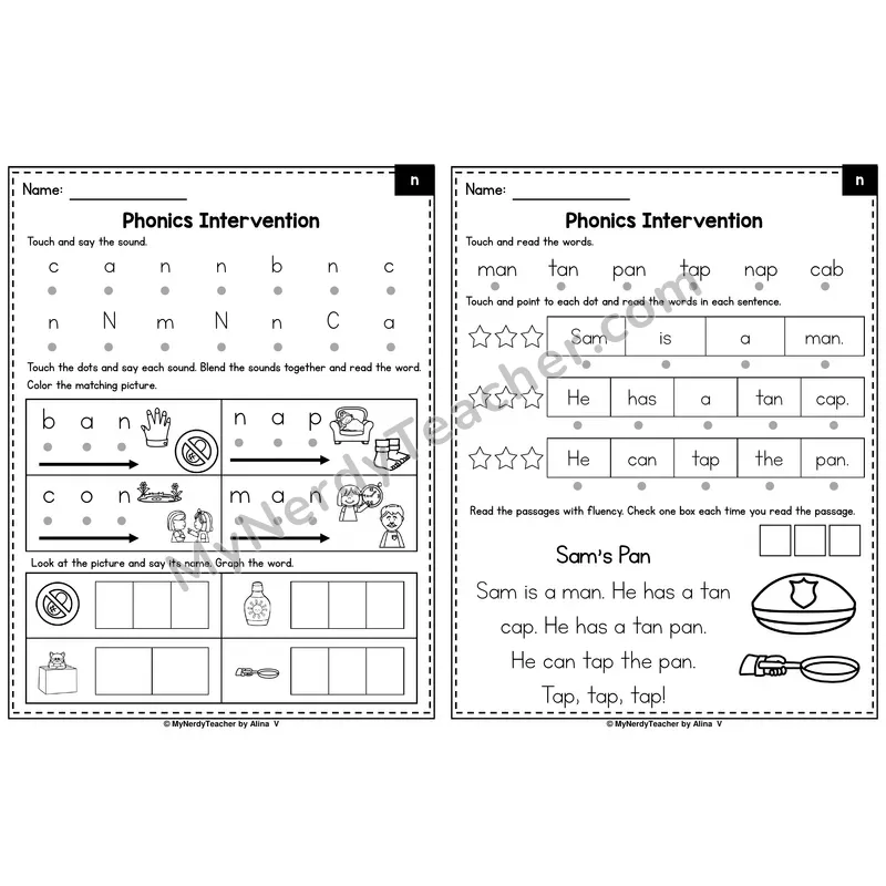 Letter N Phonics Intervention — Printable Blending & Decodable Passage