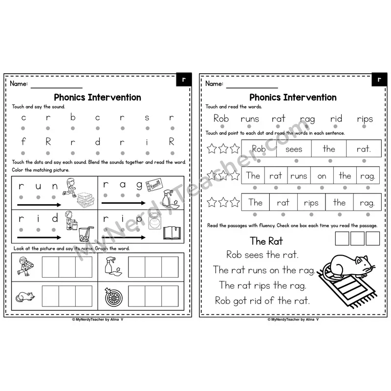 Letter R Phonics Intervention — Printable Blending & Decodable Passage