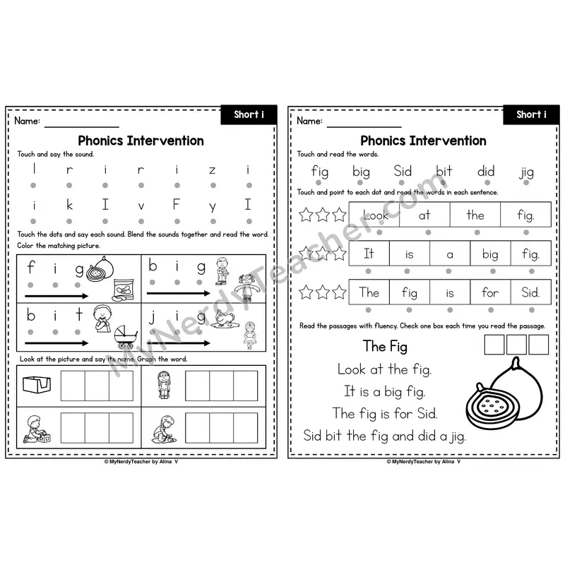 Short I CVC Phonics Intervention — Printable Blending & Decodable Passage