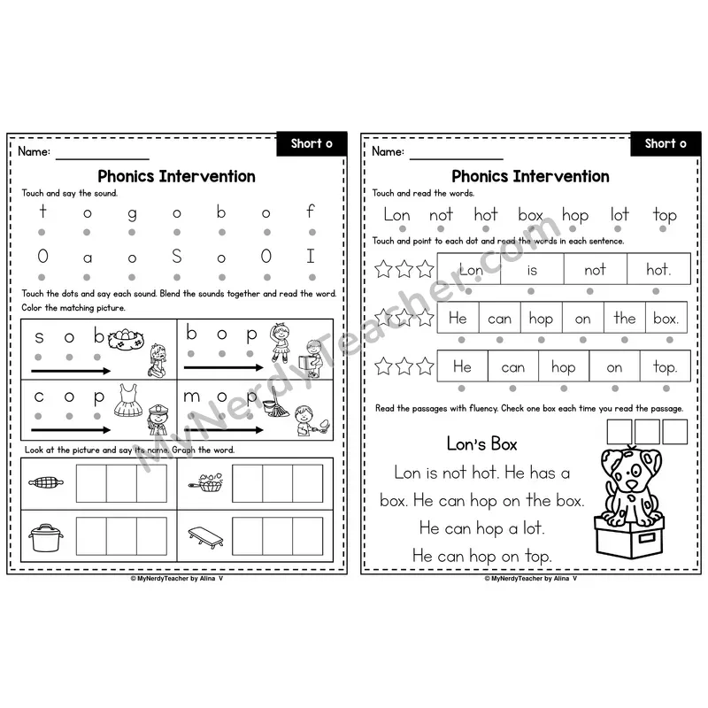 Short O CVC Phonics Intervention — Printable Blending & Decodable Passage