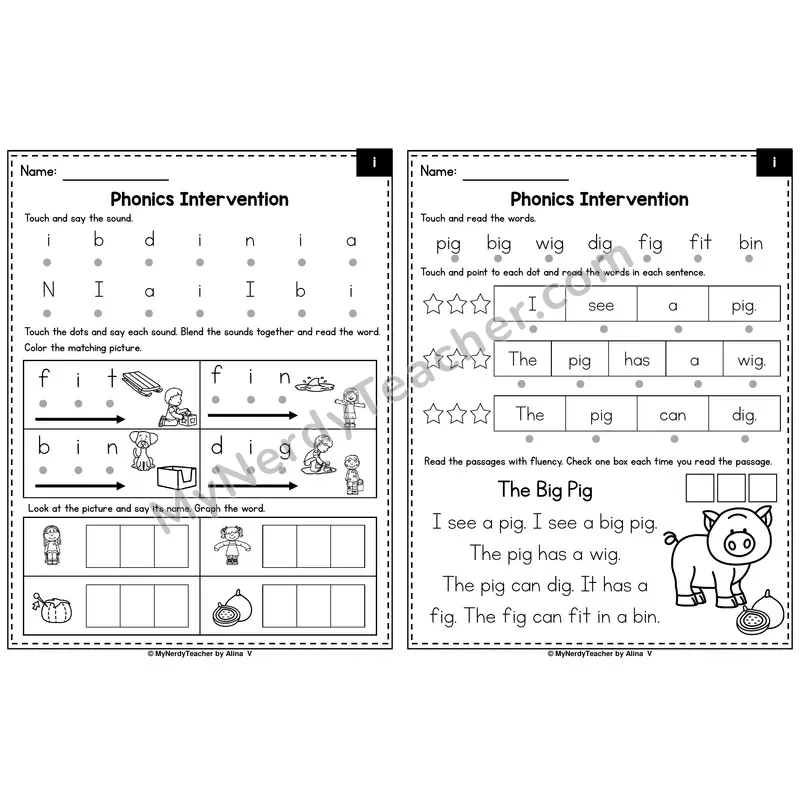 Letter I Phonics Intervention — Printable Blending & Decodable Passage