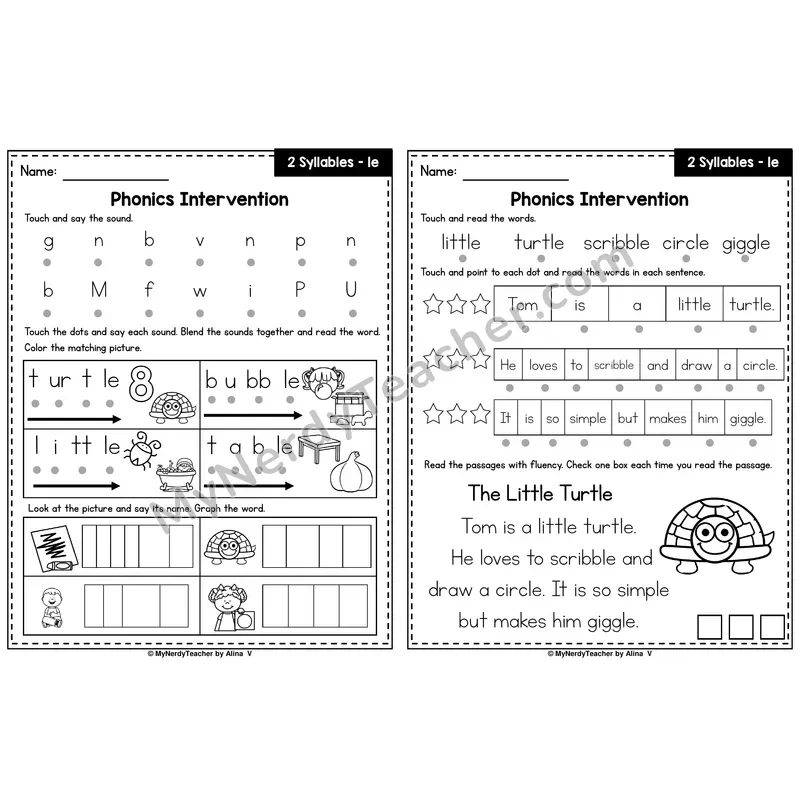 Consonant -le Syllables Phonics Intervention — Printable Blending & Decodable Passage