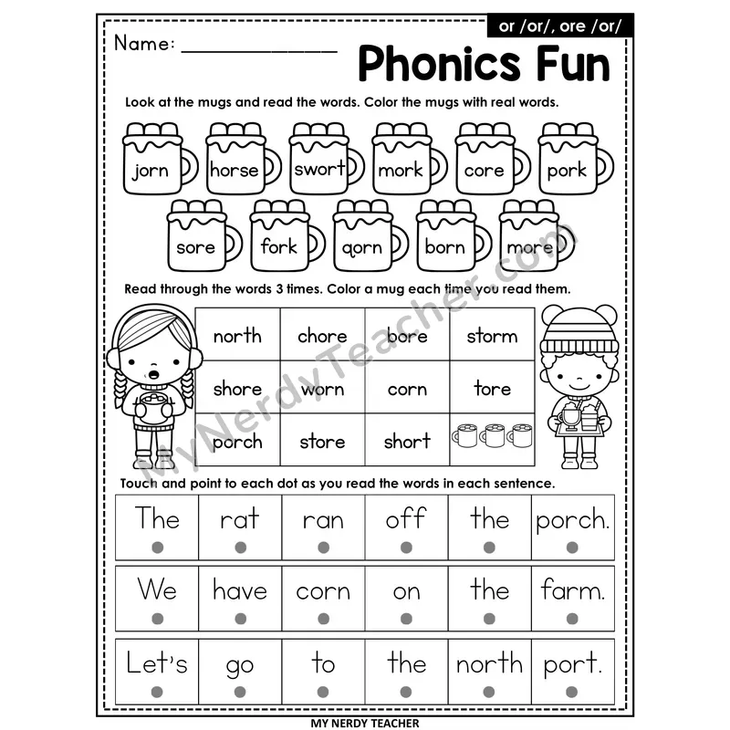 R-Controlled or, ore Worksheet — Christmas & Winter Phonics Fun