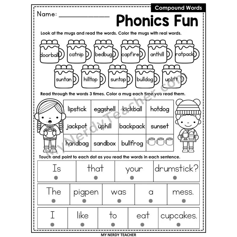 Compound Words Worksheet — Christmas & Winter Phonics Fun