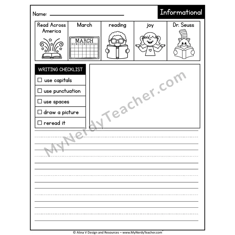 Writing Prompts Informational — Read across America (Draw & Write, March)
