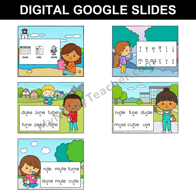 Long U Silent E (u_e) Fluency Strips — Word Reading