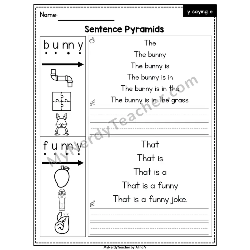 Y as Long E /ē/ Sentence Pyramids — Editable PowerPoint