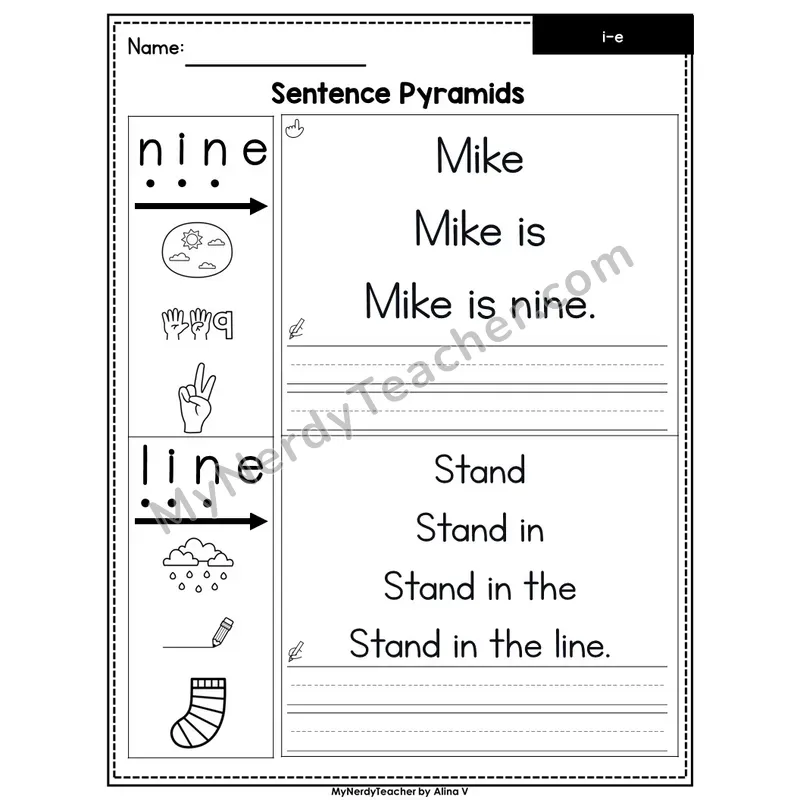 Long I Silent E (i_e) /ī/ Sentence Pyramids — Editable PowerPoint