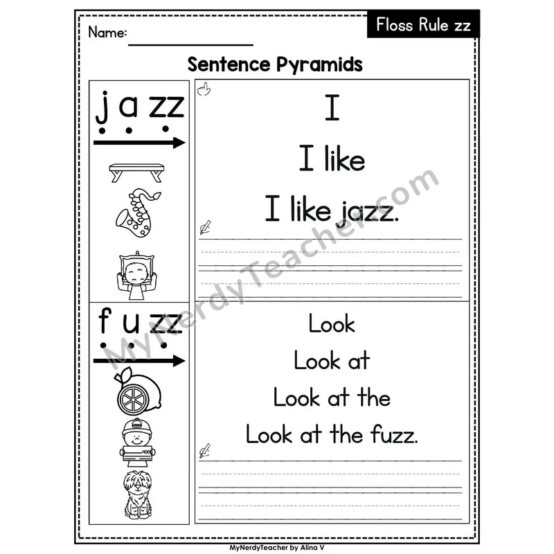 FLOSS Rule zz Sentence Pyramids — Printable