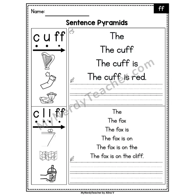 FLOSS Rule ff Sentence Pyramids — Printable
