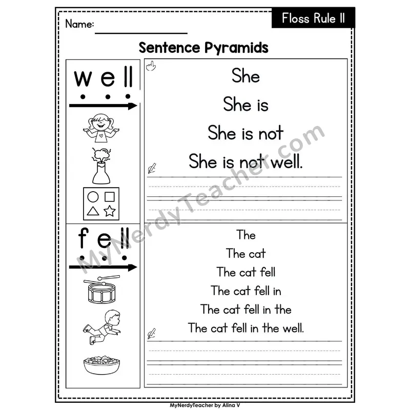 FLOSS Rule ll Sentence Pyramids — Printable