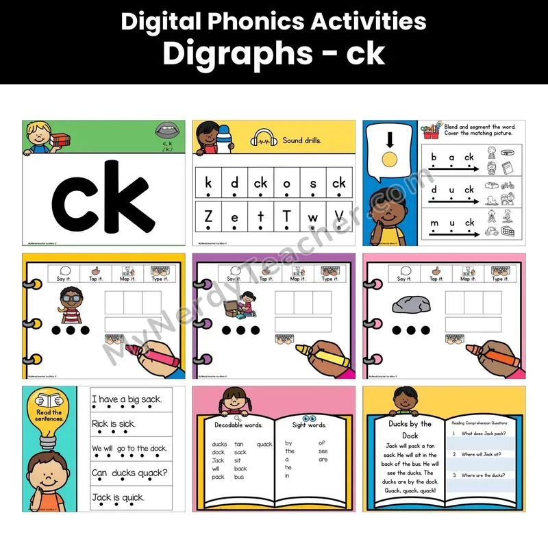 Digital Phonics Activities — Ck Digraph (Google Slides)